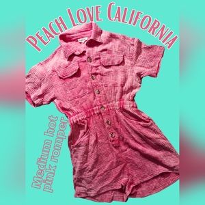 Peach Love California size Medium Pink Cotton Romper